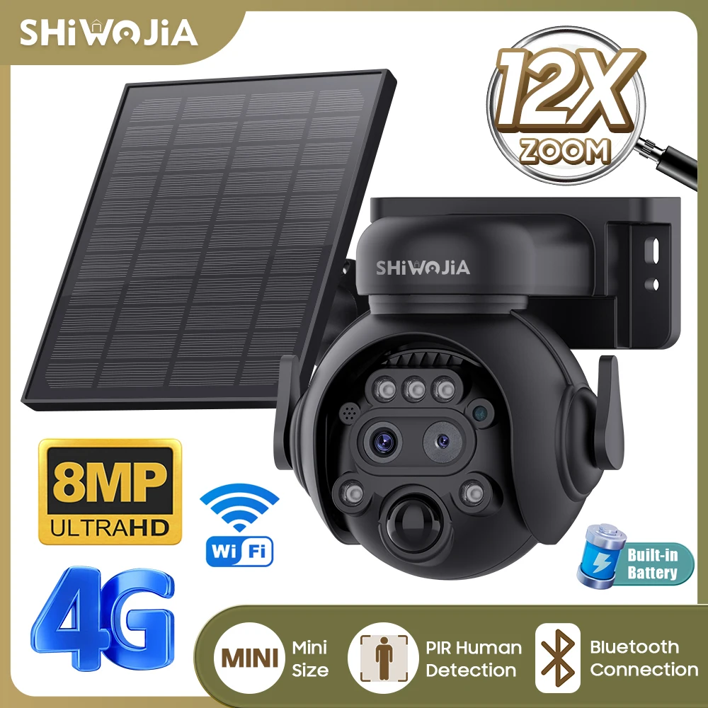 Outdoor Sport Camera - SHIWOJIA 12X Zoom 4G LTE Solar
